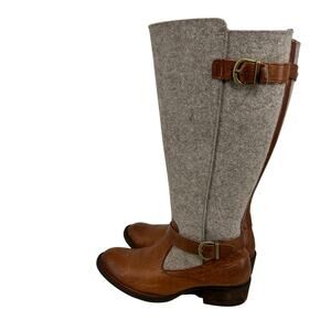 Born Womens Oswego Tall Boots Size 6 Wool Leather Riding Equestrian Grey Brown